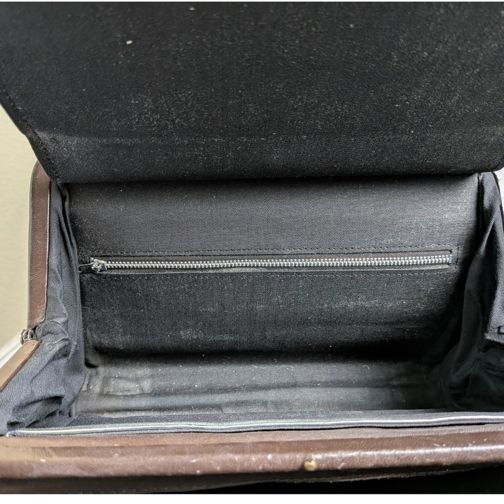 Vintage Structured‎ Satchel Bag Top Handle Purse with Fold-Out Center Secretary - Picture 8 of 11